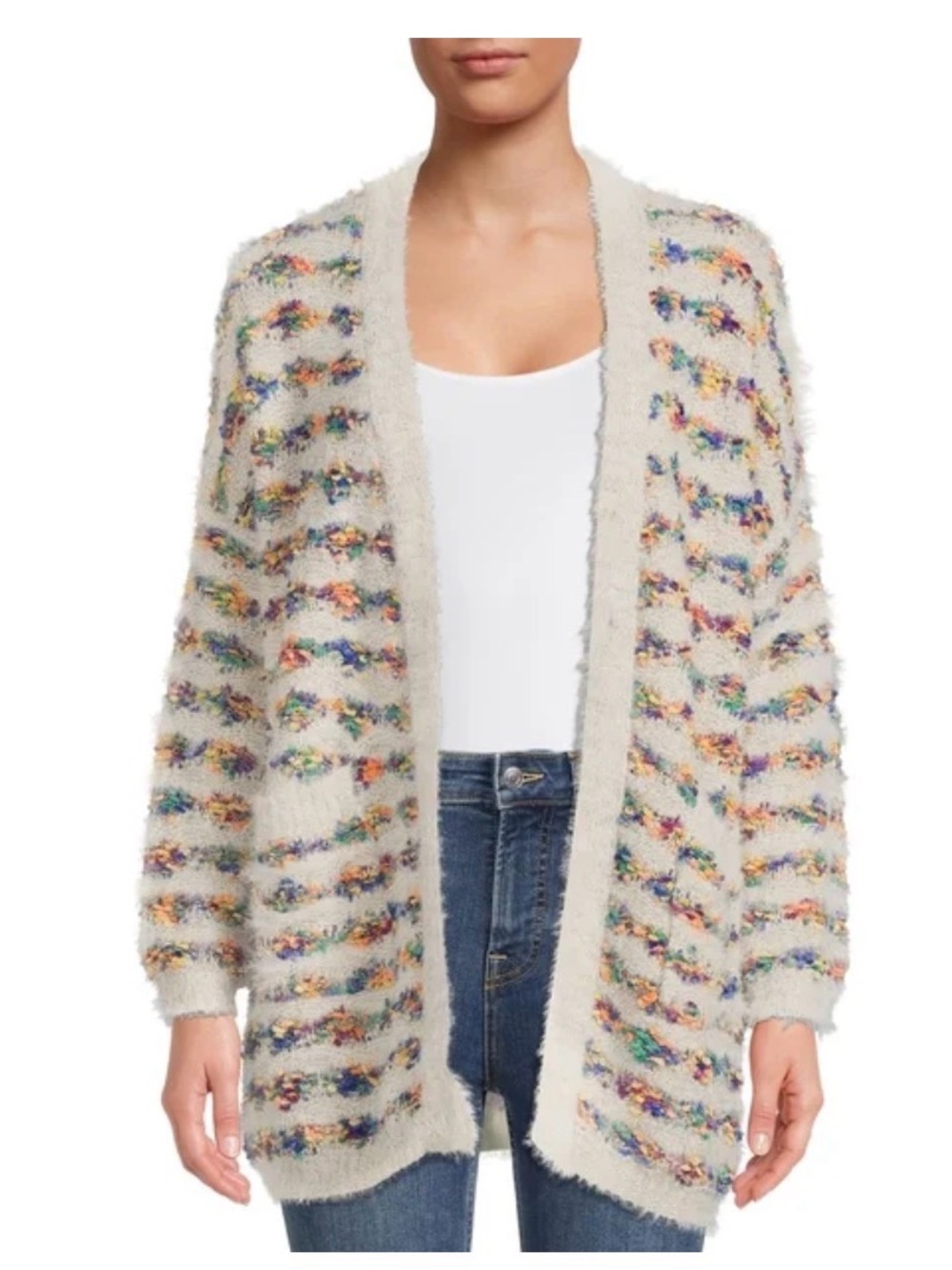 Dreamers by Debut Women's Open Front Rainbow Cardigan, Midweight - Size Large